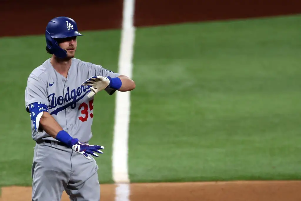 Zach McKinstry of the Los Angeles Dodgers watches play in the ninth News  Photo - Getty Images