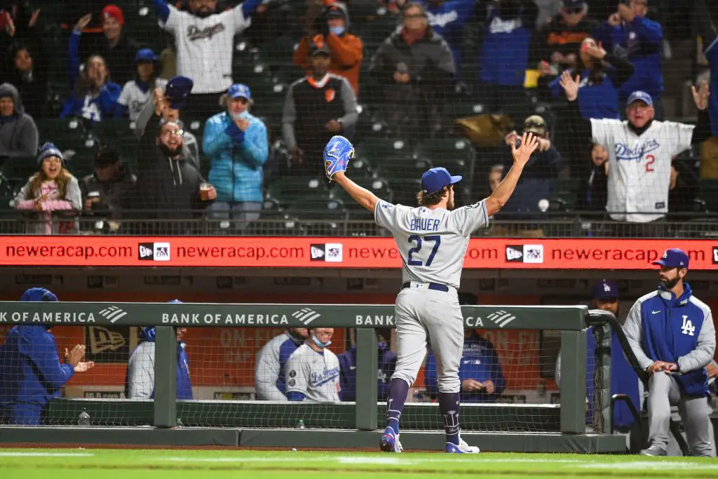 Trevor Bauer responds after Mauricio Dubon uses his sword celebration