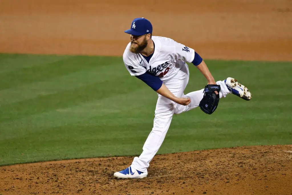 LOS ANGELES, CALIFORNIA - MAY 12: Jimmy Nelson #40 of the Los Angeles Dodgers pitches against the Seattle Mariners during the eighth inning at Dodger Stadium on May 12, 2021 in Los Angeles, California. (Photo by Michael Owens/Getty Images)