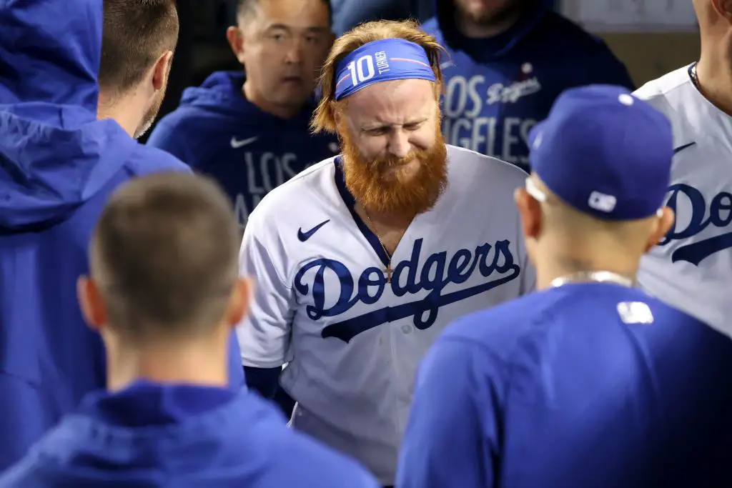 Justin Turner was interviewed as he played 3B in a playoff game