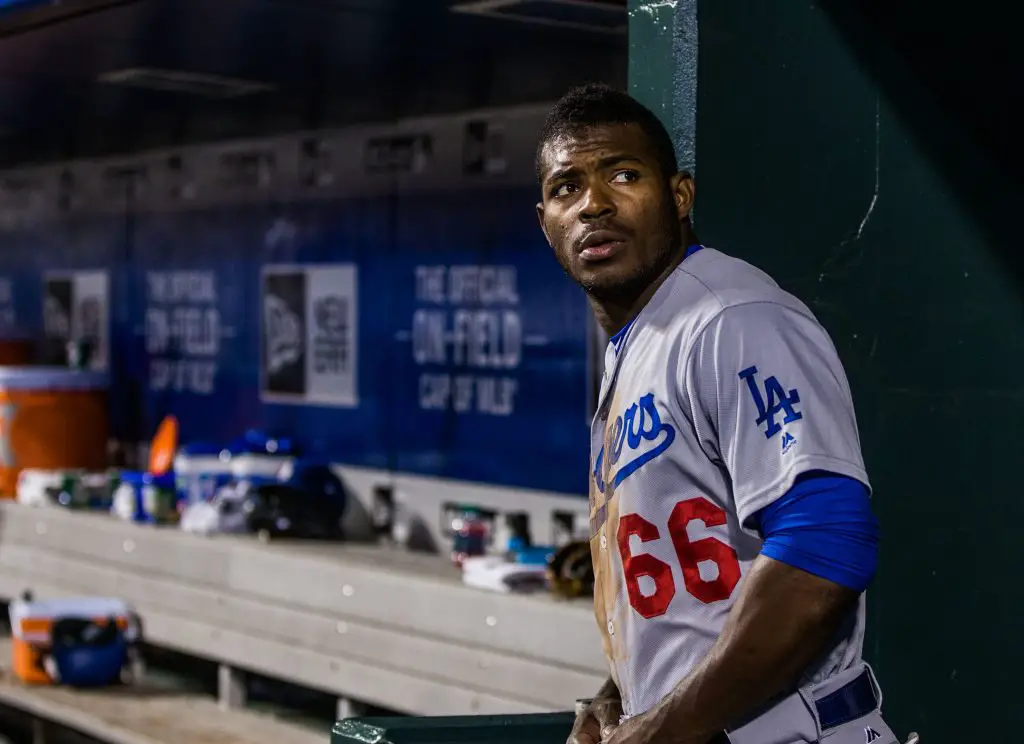 Yasiel Puig Busts Out Blue Hair for World Series