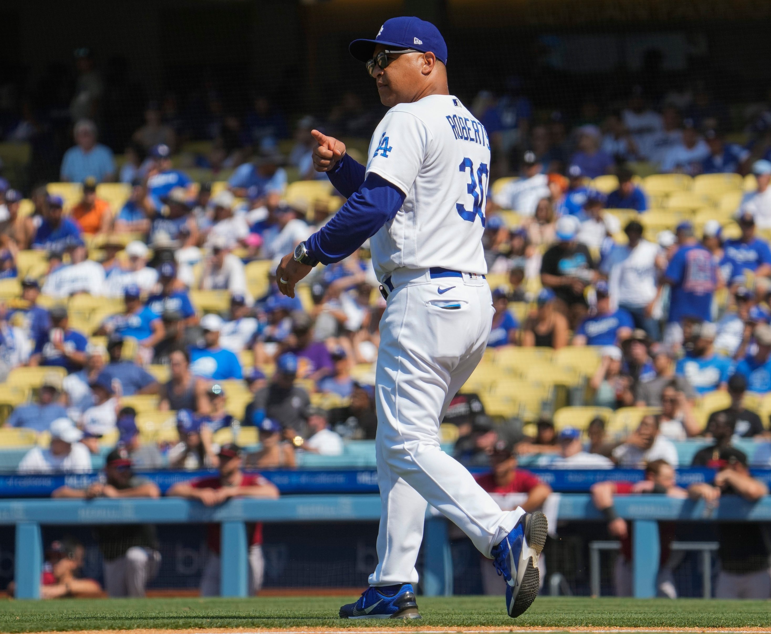 Dodgers Manager Dave Roberts on the 9th inning against Padres