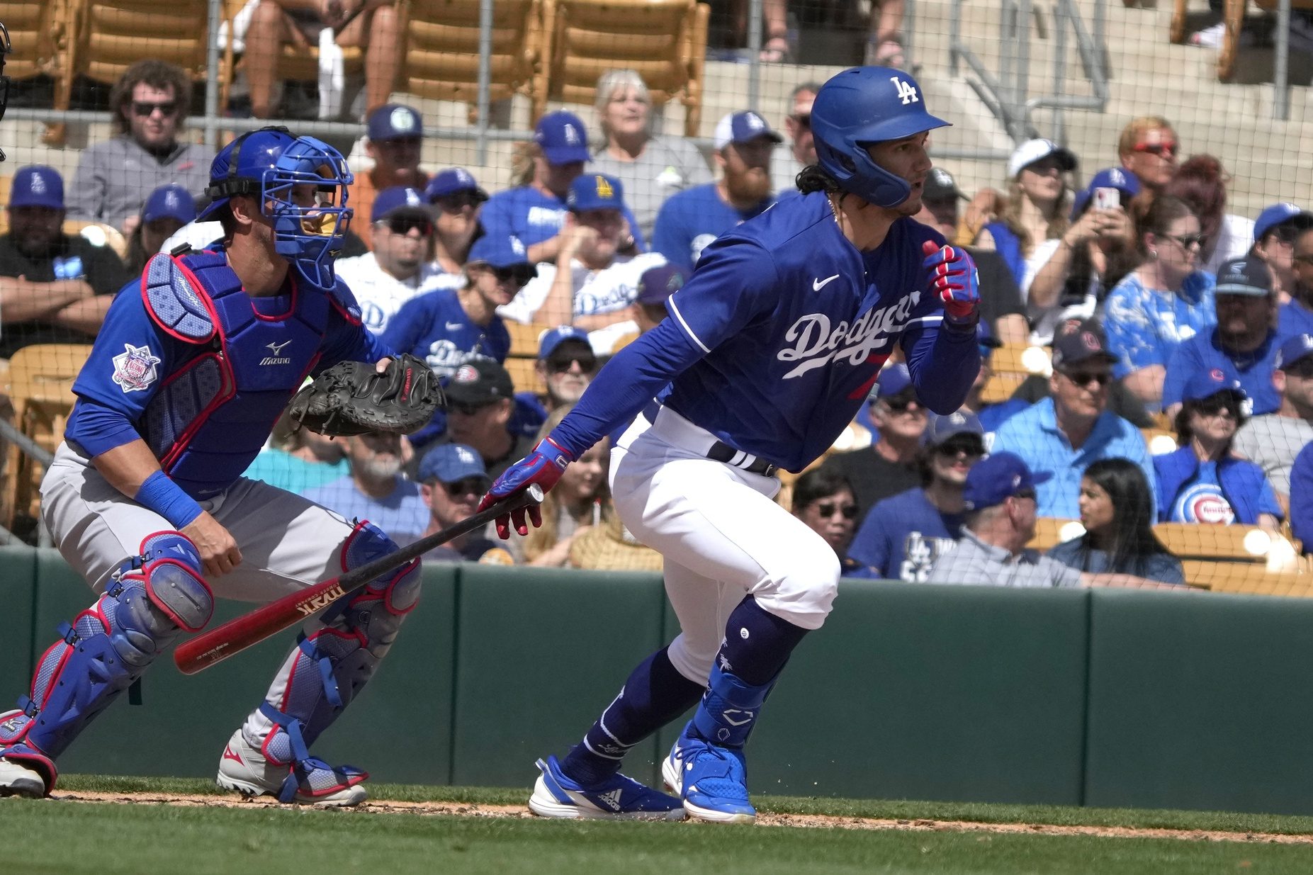 Los Angeles Dodgers baseball player James Outman and his wife