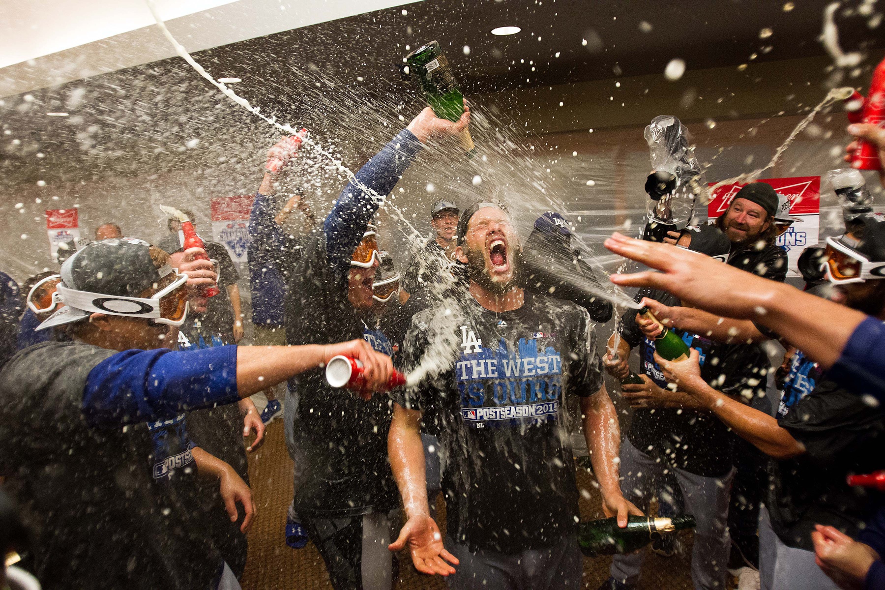 Dodgers celebrate in style with pool party after clinching division