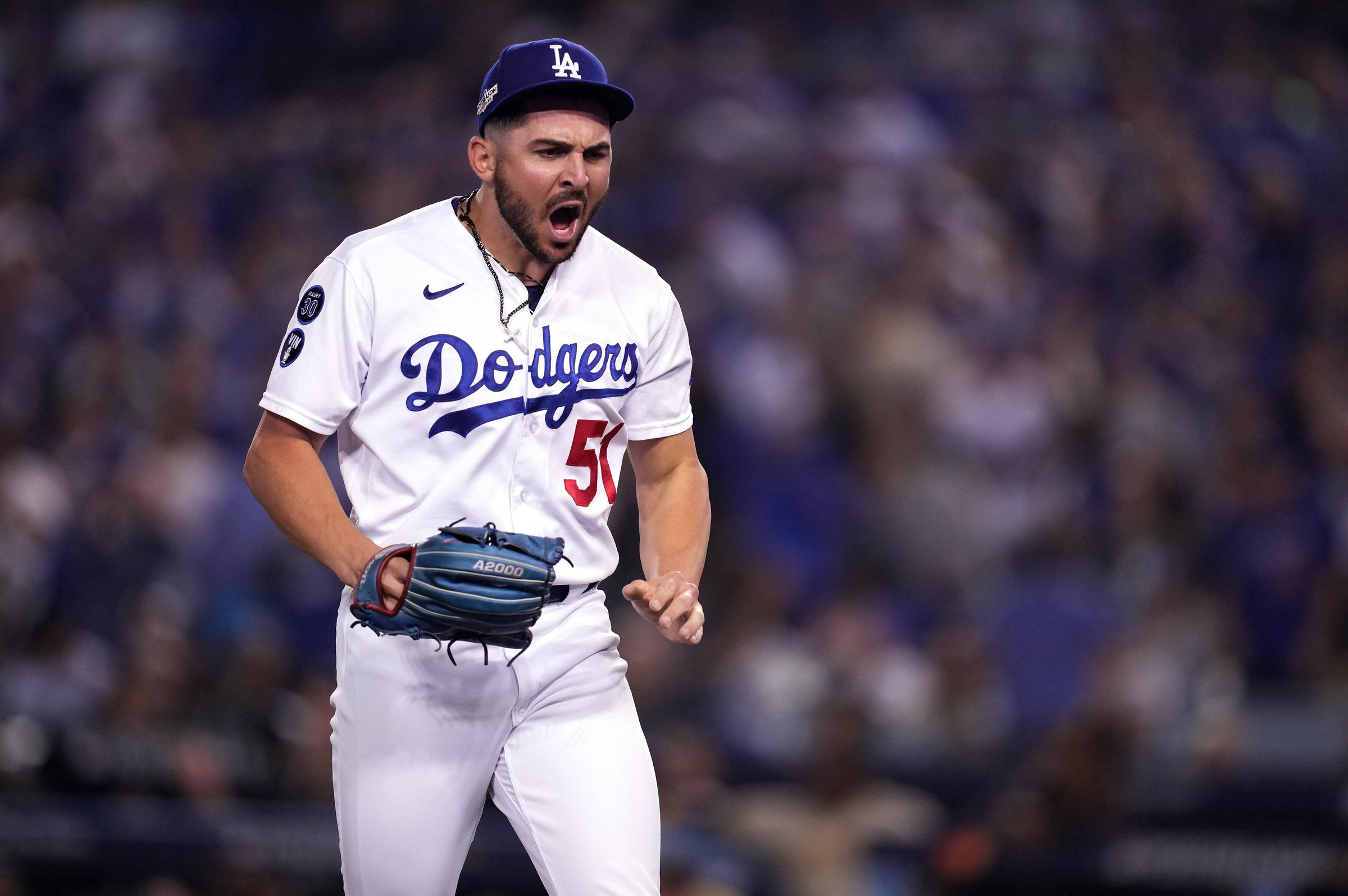 Los Angeles Dodgers' Alex Vesia pitches during the fifth inning of