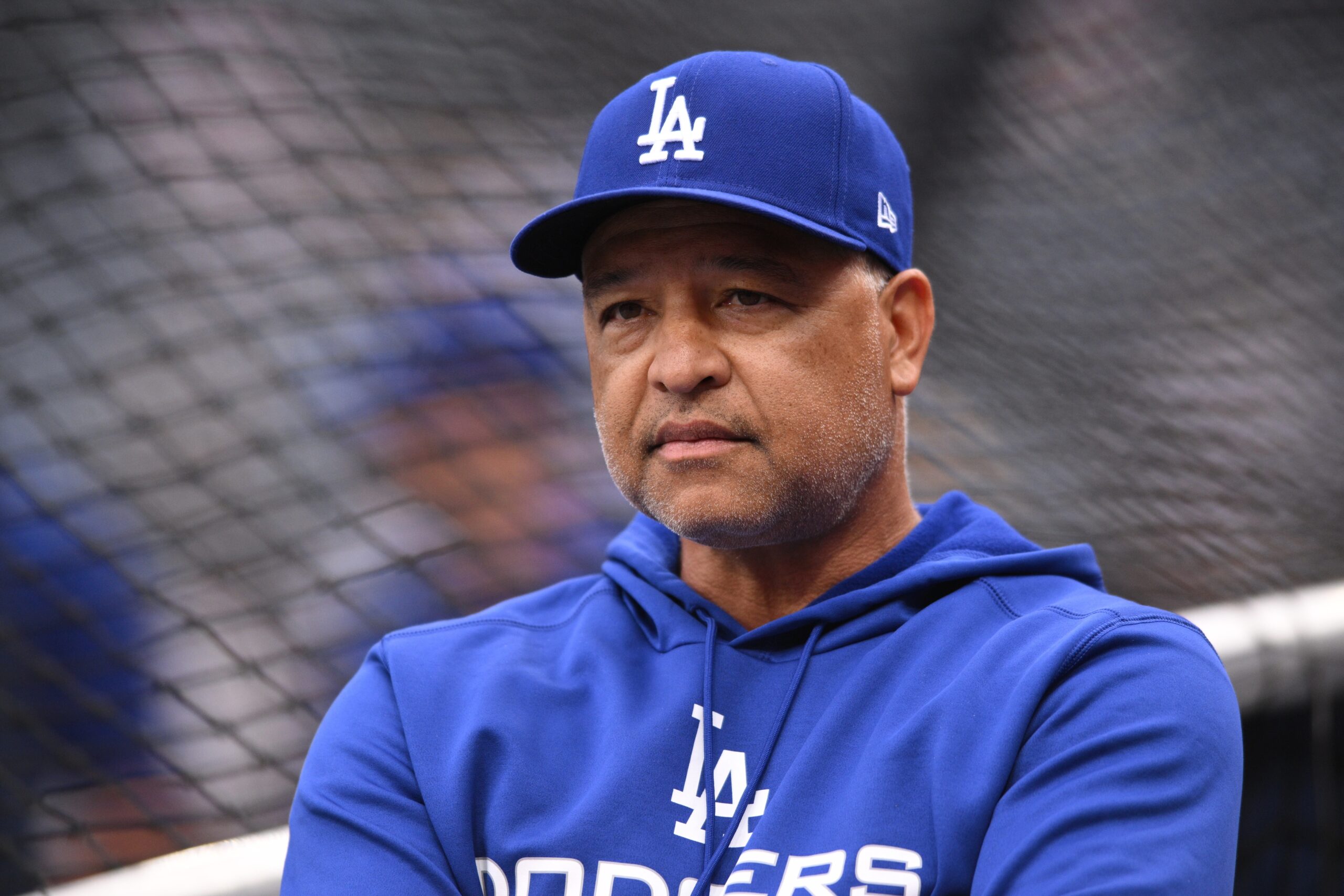 Dodger's manager Tommy Lasorda playing with shortstop, Dave