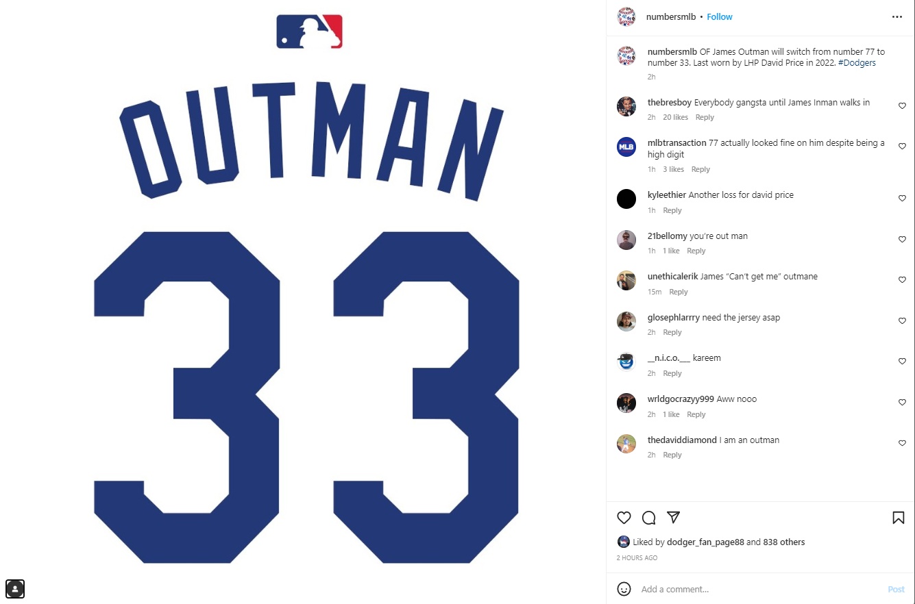 Dodgers Rookie James Outman Planning On Changing to New Uniform