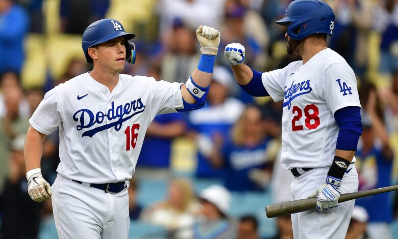 Los Angeles Dodgers Catcher Will Smith looks on during the MLB