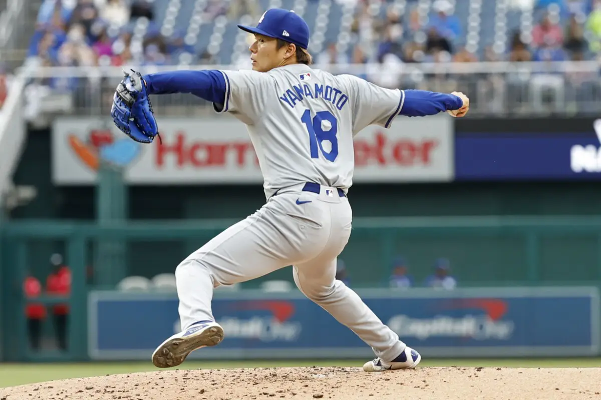 Watch Dodgers’ Yoshinobu Yamamoto Catch a 105-mph Line Drive Hit At His Head