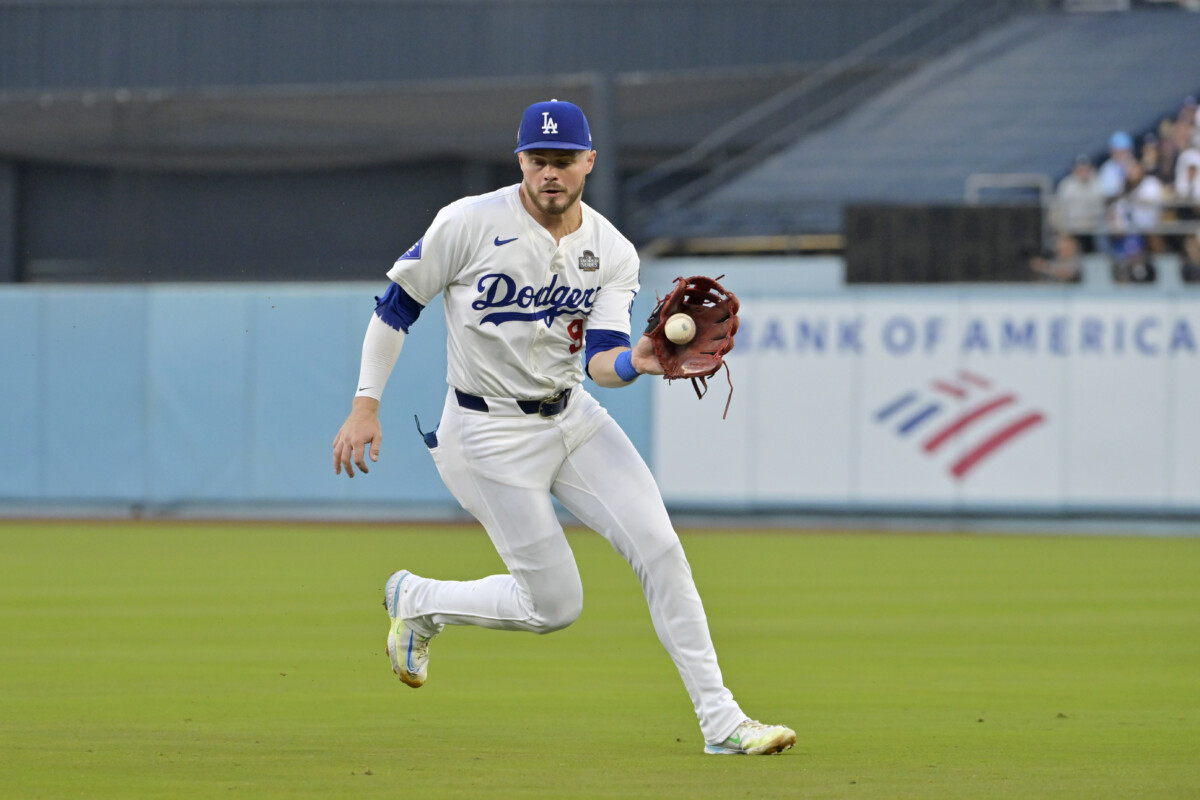 Former Los Angeles Dodgers utility player Gavin Lux playing in the 2024 World Series.
