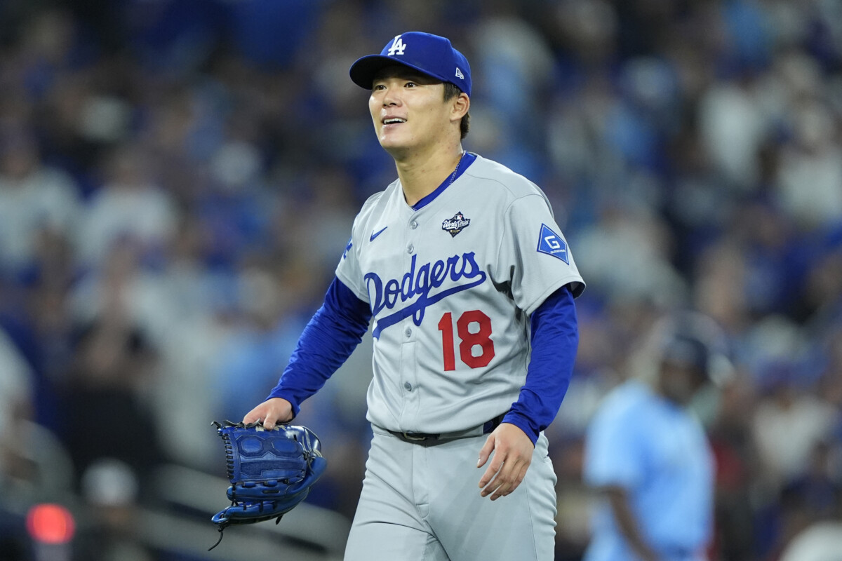 Los Angeles Dodgers starting pitcher Yoshinobu Yamamoto in Game 6 of the 2025 World Series.