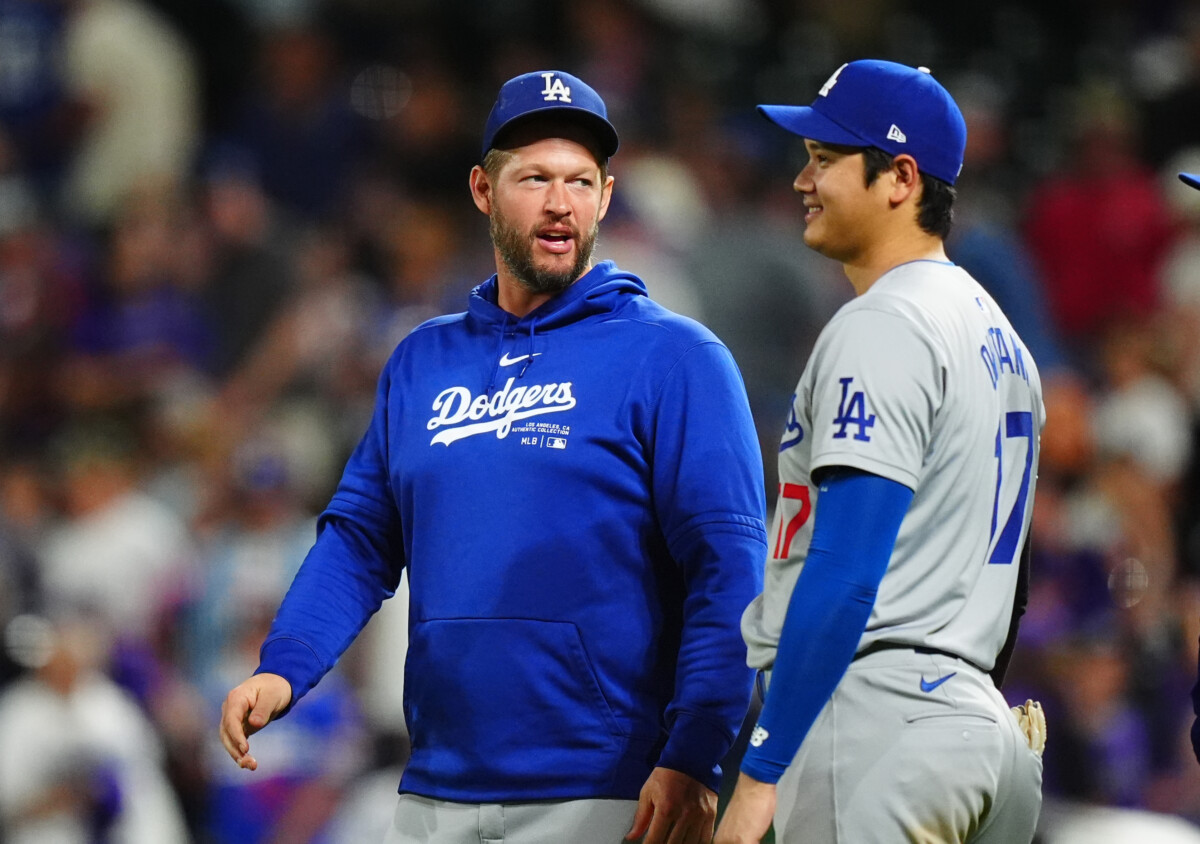 Former Los Angeles Dodgers starting pitcher Clayton Kershaw and current Dodgers two-way superstar Shohei Ohtani speaking after beating the Colorado Rockies in 2024.