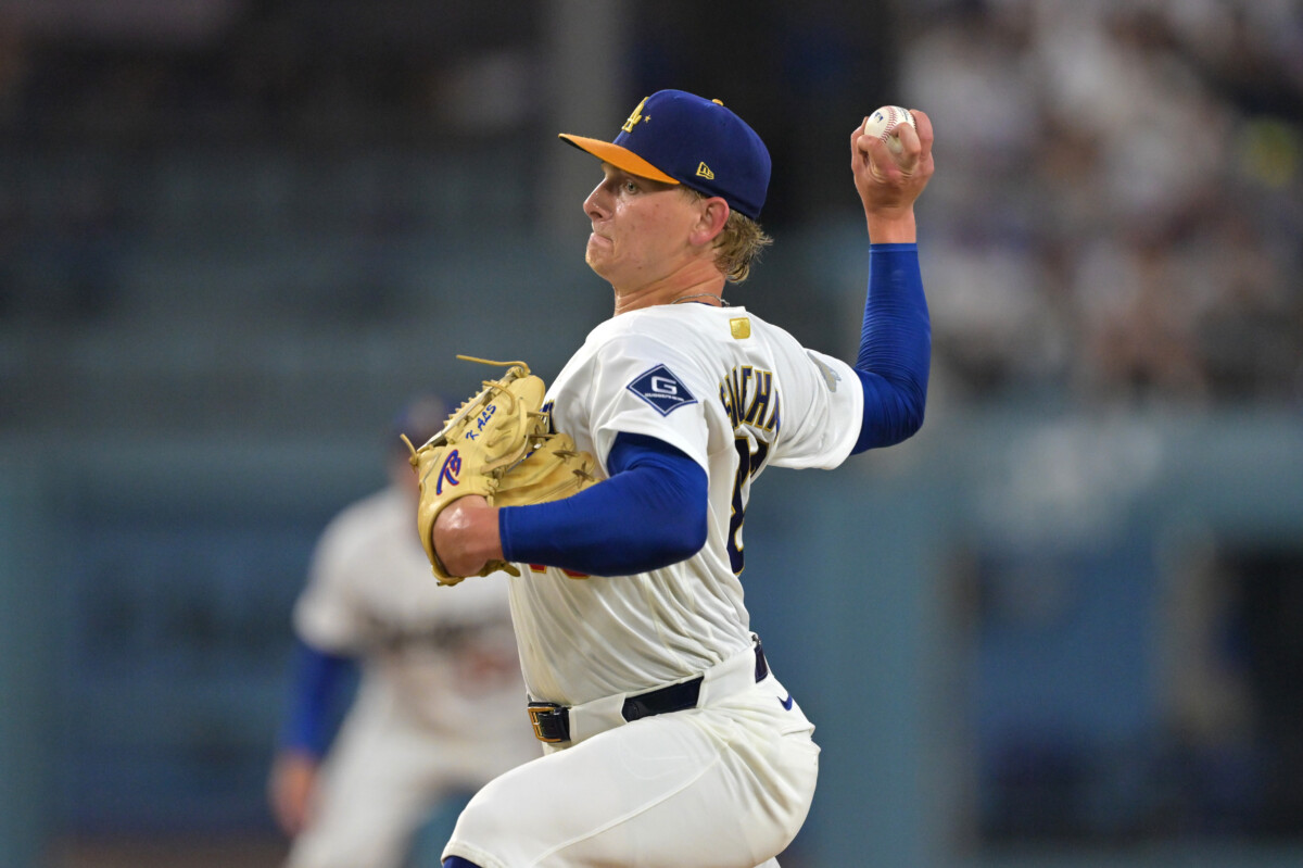 Mar 27, 2026; Los Angeles, California, USA; Los Angeles Dodgers pitcher Emmet Sheehan (80) pitches against the Arizona Diamondbacks in the first inning at Dodger Stadium. Mandatory Credit: Jayne Kamin-Oncea-Imagn Images