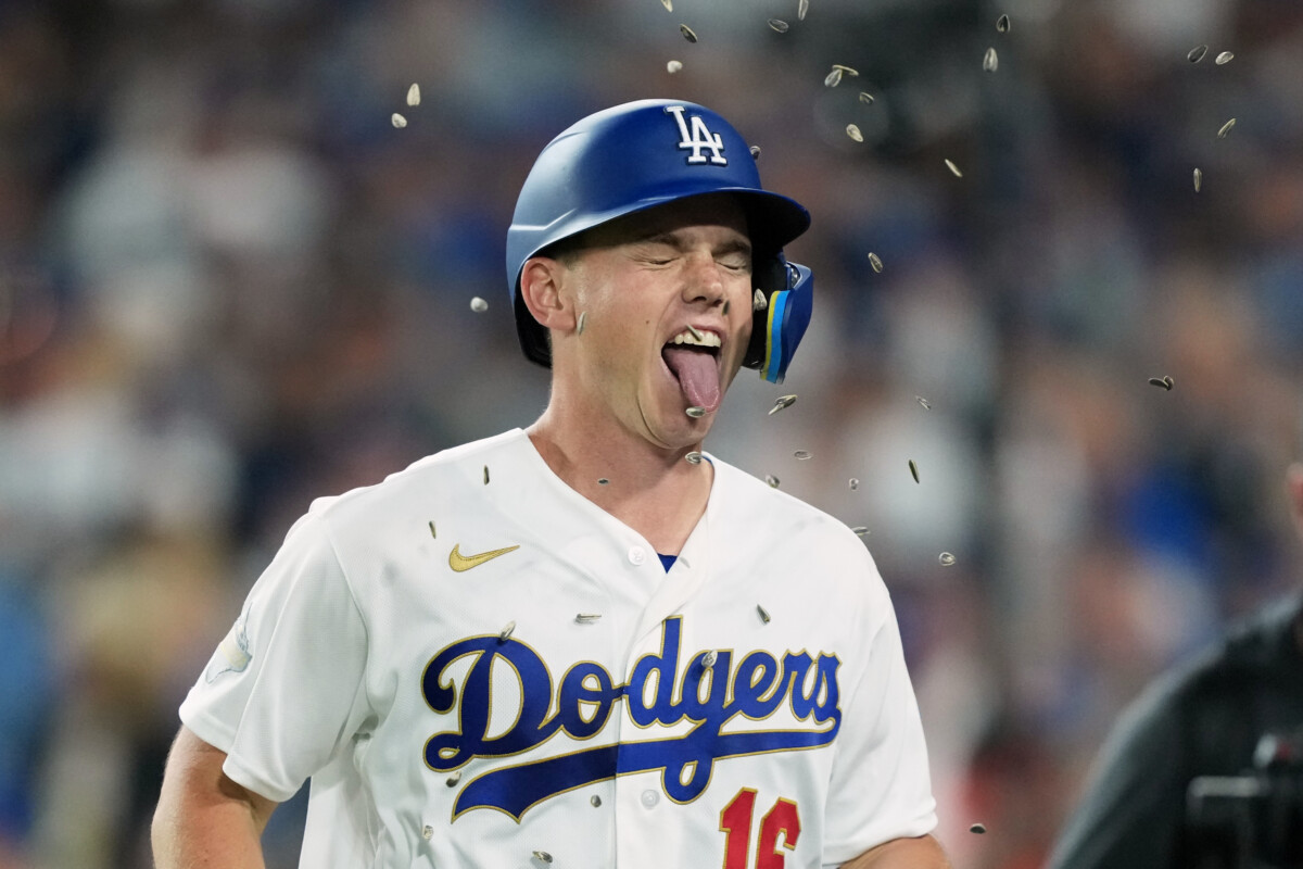 Mar 26, 2026; Los Angeles, California, USA; Los Angeles Dodgers catcher Will Smith (16) celebrates after hitting a two run home run against the Arizona Diamondbacks during the seventh inning at Dodger Stadium. Mandatory Credit: Kirby Lee-Imagn Images