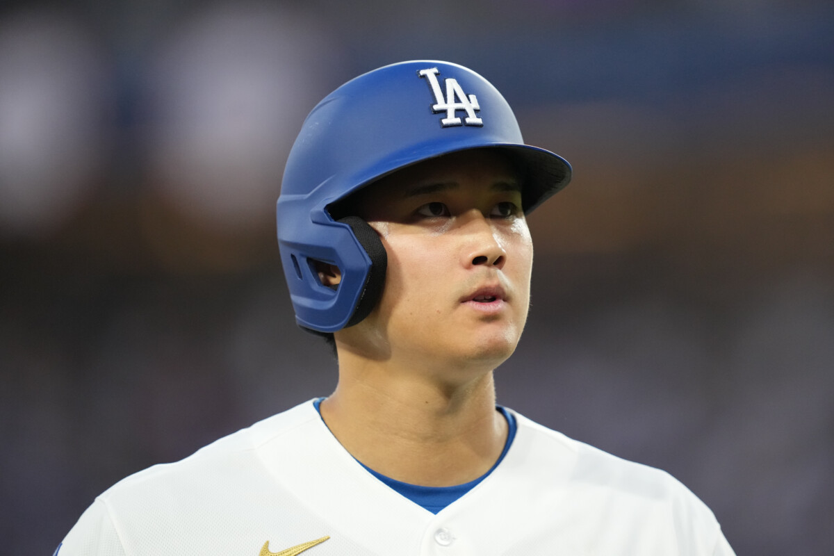 Mar 26, 2026; Los Angeles, California, USA; Los Angeles Dodgers designated hitter Shohei Ohtani (17) looks on against the Arizona Diamondbacks during the fifth inning at Dodger Stadium. Mandatory Credit: Kirby Lee-Imagn Images