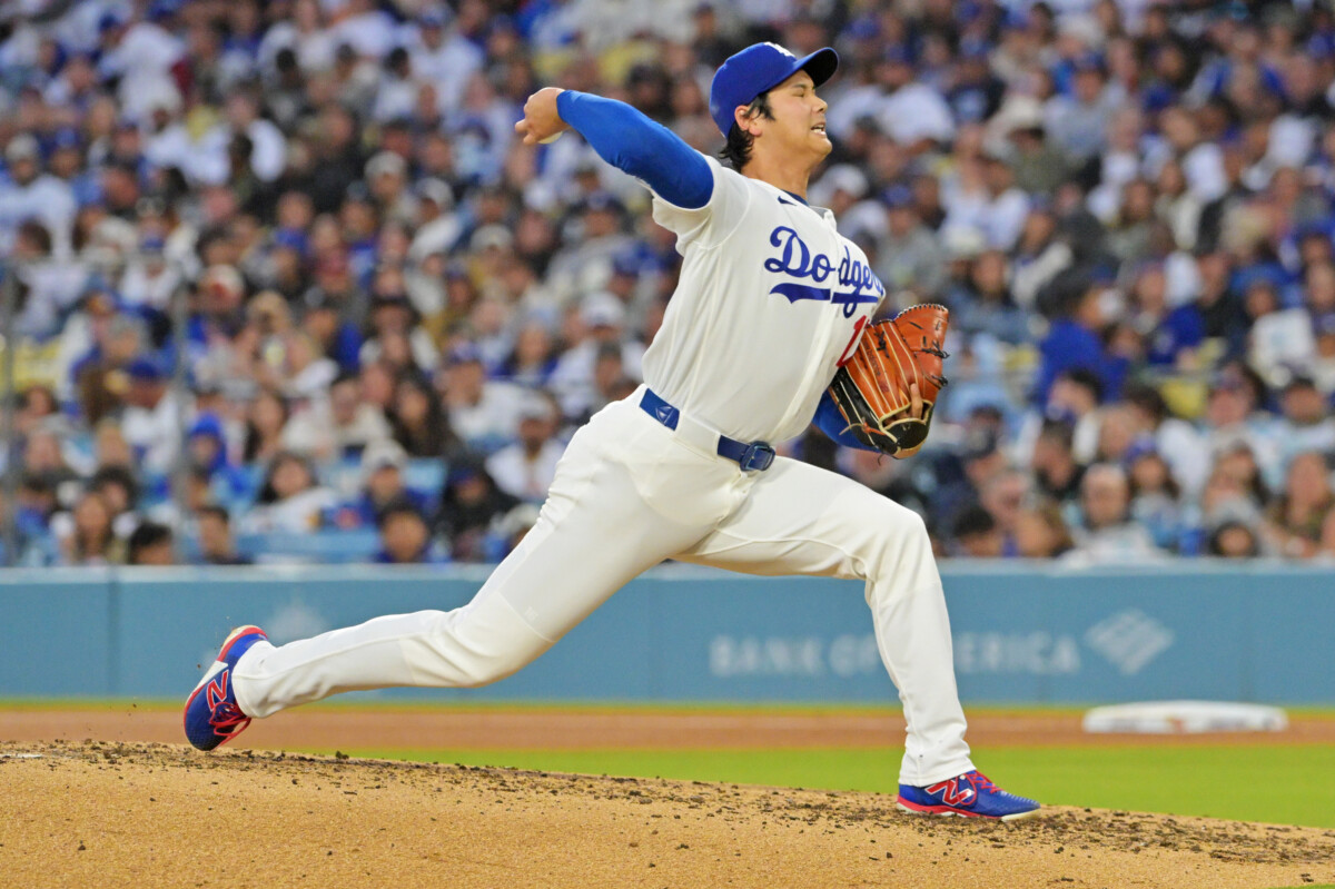 May 27, 2026; Los Angeles, California, USA; Los Angeles Dodgers two-way player Shohei Ohtani (17) makes a pitch during the first inning against the Colorado Rockies at Dodger Stadium. Mandatory Credit: Jayne Kamin-Oncea-Imagn Images