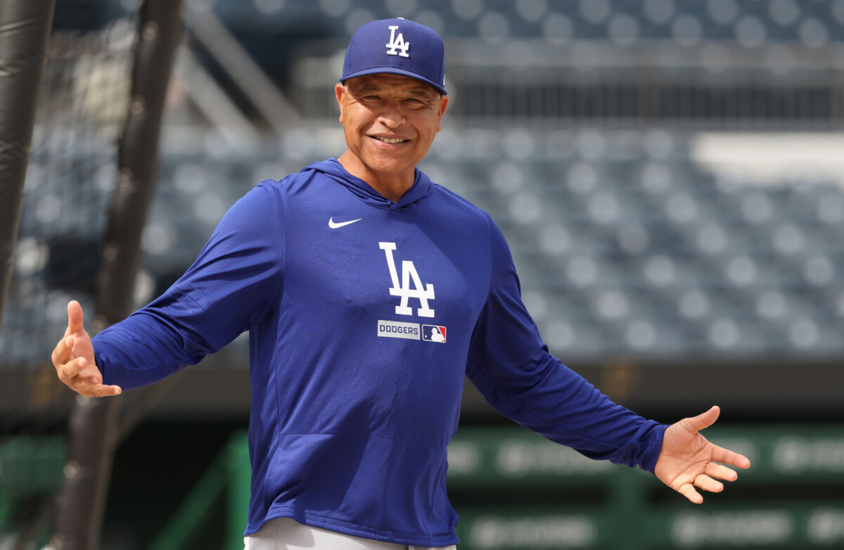 Jun 9, 2026; Pittsburgh, Pennsylvania, USA; Los Angeles Dodgers manager Dave Roberts (30) gestures at the batting cage before the game against the Pittsburgh Pirates at PNC Park. Mandatory Credit: Charles LeClaire-Imagn Images