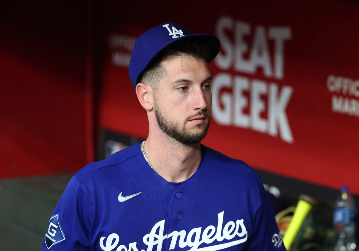 Jun 1, 2026; Phoenix, Arizona, USA; Los Angeles Dodgers outfielder Kyle Tucker against the Arizona Diamondbacks at Chase Field. Mandatory Credit: Mark J. Rebilas-Imagn Images