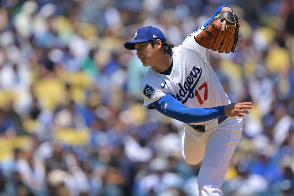 Jun 17, 2026; Los Angeles, California, USA; Los Angeles Dodgers starting pitcher Shohei Ohtani (17) throws a pitch during the third inning against the Tampa Bay Rays at Dodger Stadium. Mandatory Credit: Jayne Kamin-Oncea-Imagn Images