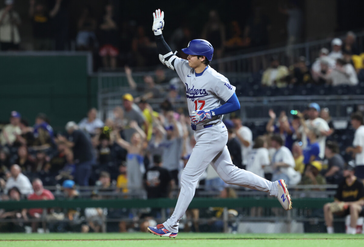 Jun 10, 2026; Pittsburgh, Pennsylvania, USA; Los Angeles Dodgers designated hitter Shohei Ohtani (17) circles the bases on a two run home run against the Pittsburgh Pirates during the ninth inning at PNC Park. Mandatory Credit: Charles LeClaire-Imagn Images
