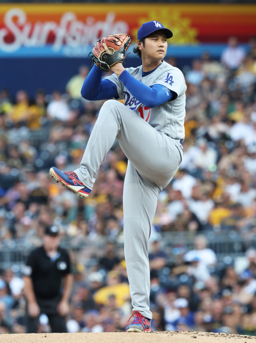 Jun 10, 2026; Pittsburgh, Pennsylvania, USA;  Los Angeles Dodgers two-way player Shohei Ohtani (17) pitches against  the Pittsburgh Pirates during the second inning at PNC Park. Mandatory Credit: Charles LeClaire-Imagn Images