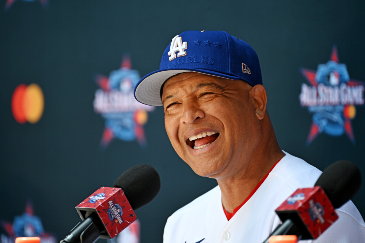 Jul 13, 2026; Philadelphia, PA, USA; Los Angeles Dodgers manager Dave Roberts speaks at the conference before the Home Run Derby at Citizens Bank Park. Mandatory Credit. Mandatory Credit: Eric Hartline-Imagn Images