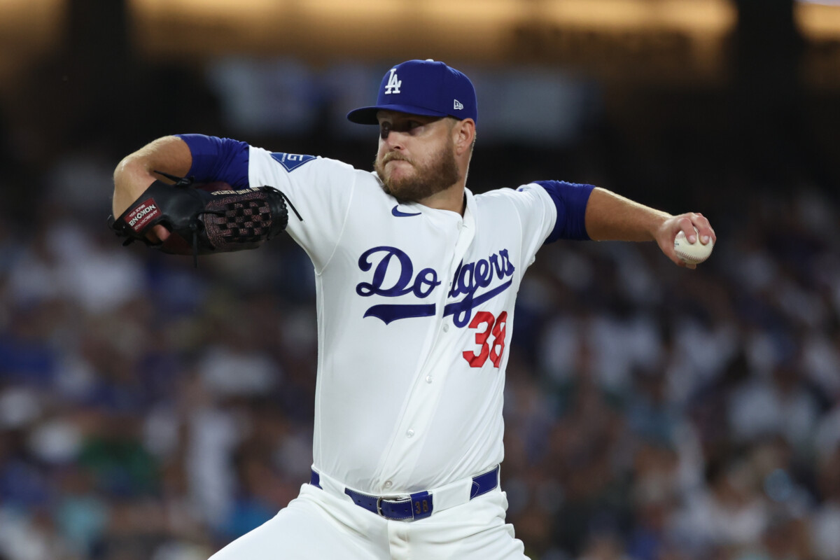 Jul 31, 2026; Los Angeles, California, USA; Los Angeles Dodgers pitcher Cole Irvin (68) throws a pitch against the Boston Red Sox during the third inning at Dodger Stadium. Mandatory Credit: Kiyoshi Mio-Imagn Images