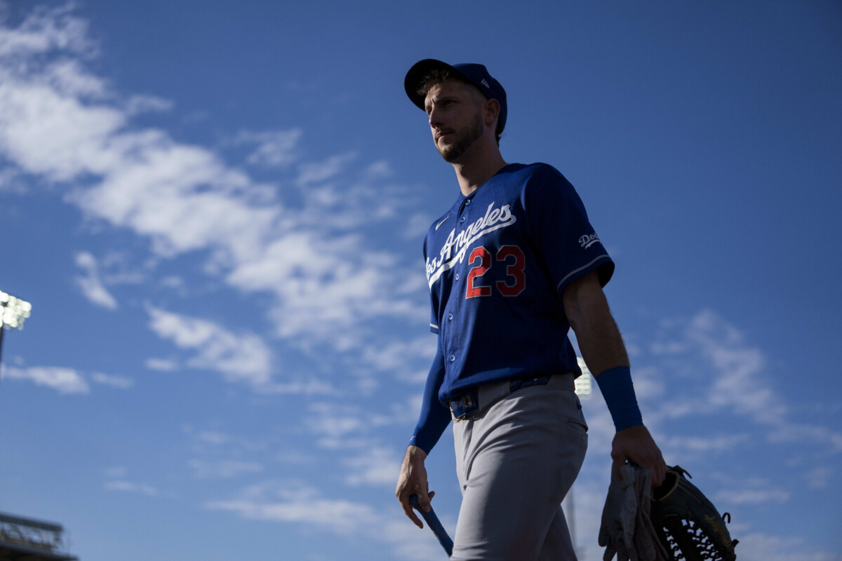 Jun 29, 2026; West Sacramento, California, USA; Los Angeles Dodgers right fielder Kyle Tucker (23) walks towards the dugout before the start of the game against the Athletics at Sutter Health Park. Mandatory Credit: Cary Edmondson-Imagn Images