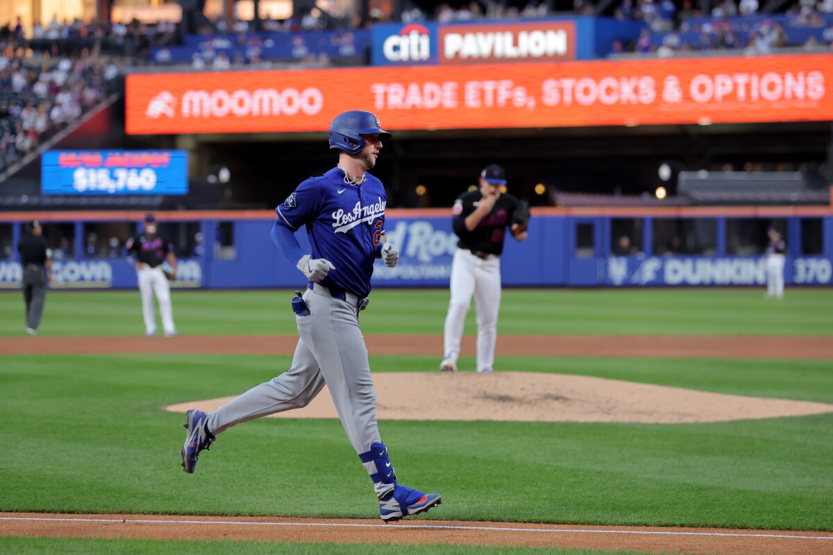 Jul 25, 2026; New York City, New York, USA; Los Angeles Dodgers right fielder Kyle Tucker (23) rounds the bases after hitting a solo home run against New York Mets starting pitcher Nolan McLean (26) during the third inning at Citi Field. Mandatory Credit: Brad Penner-Imagn Images