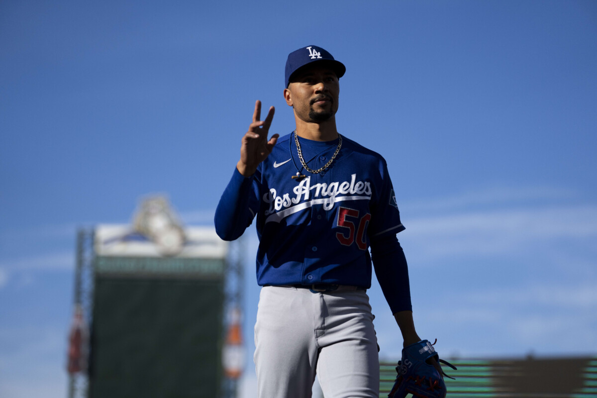 Jun 29, 2026; West Sacramento, California, USA; Los Angeles Dodgers shortstop Mookie Betts (50) walks towards the dugout before the start of the game against the Athletics at Sutter Health Park. Mandatory Credit: Cary Edmondson-Imagn Images