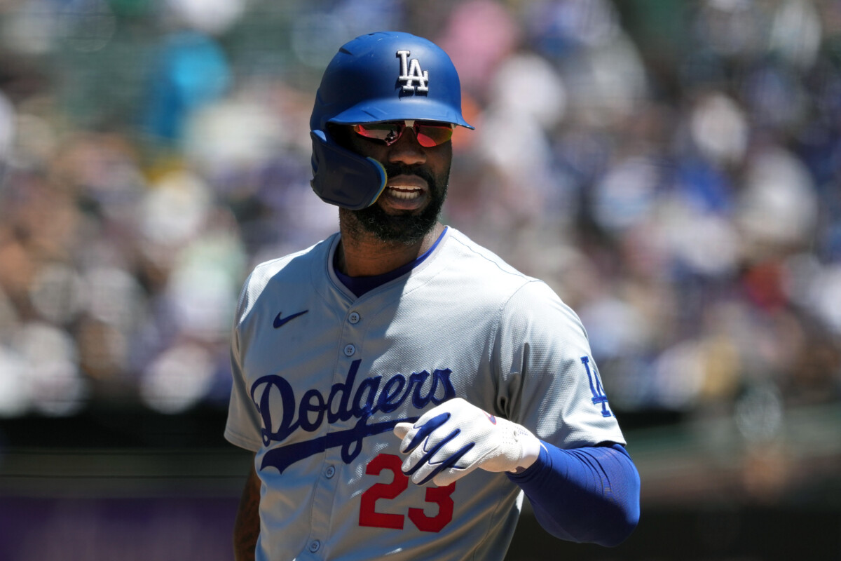 Aug 4, 2024; Oakland, California, USA; Los Angeles Dodgers right fielder Jason Heyward (23) during the fifth inning against the Oakland Athletics at Oakland-Alameda County Coliseum. Mandatory Credit: Darren Yamashita-USA TODAY Sports