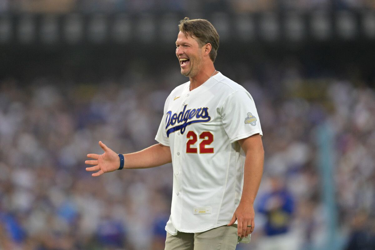 Mar 27, 2026; Los Angeles, California, USA; Los Angeles Dodgers former player Clayton Kershaw (22) after throwing the ceremonial first pitch before the game against the Arizona Diamondbacks at Dodger Stadium. Mandatory Credit: Jayne Kamin-Oncea-Imagn Images