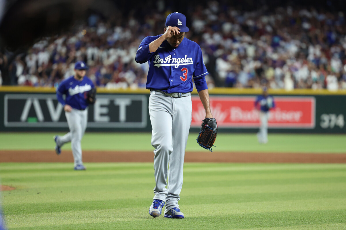 Aug 8, 2026; Phoenix, Arizona, USA; Los Angeles Dodgers pitcher Edwin Diaz (3) walks off the field after throwing against the Arizona Diamondbacks in the ninth inning at Chase Field. Mandatory Credit: Anna Carrington-Imagn Images