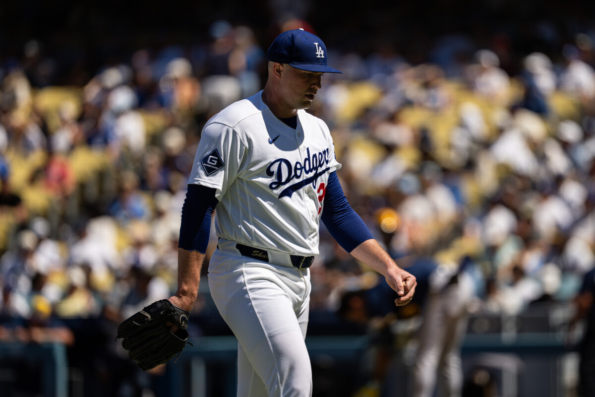 Aug 16, 2026; Los Angeles, California, USA; Los Angeles Dodgers pitcher Tarik Skubal (29) leaves the field in the sixth inning against the Milwaukee Brewers at Dodger Stadium. Mandatory Credit: Jon Endow-Imagn Images