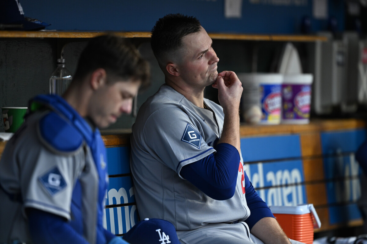 Aug 28, 2026; Detroit, Michigan, USA; Los Angeles Dodgers starting pitcher Tarik Skubal (29) watches from the dugout against the Detroit Tigers in the fifth inning at Comerica Park. Mandatory Credit: Lon Horwedel-Imagn Images