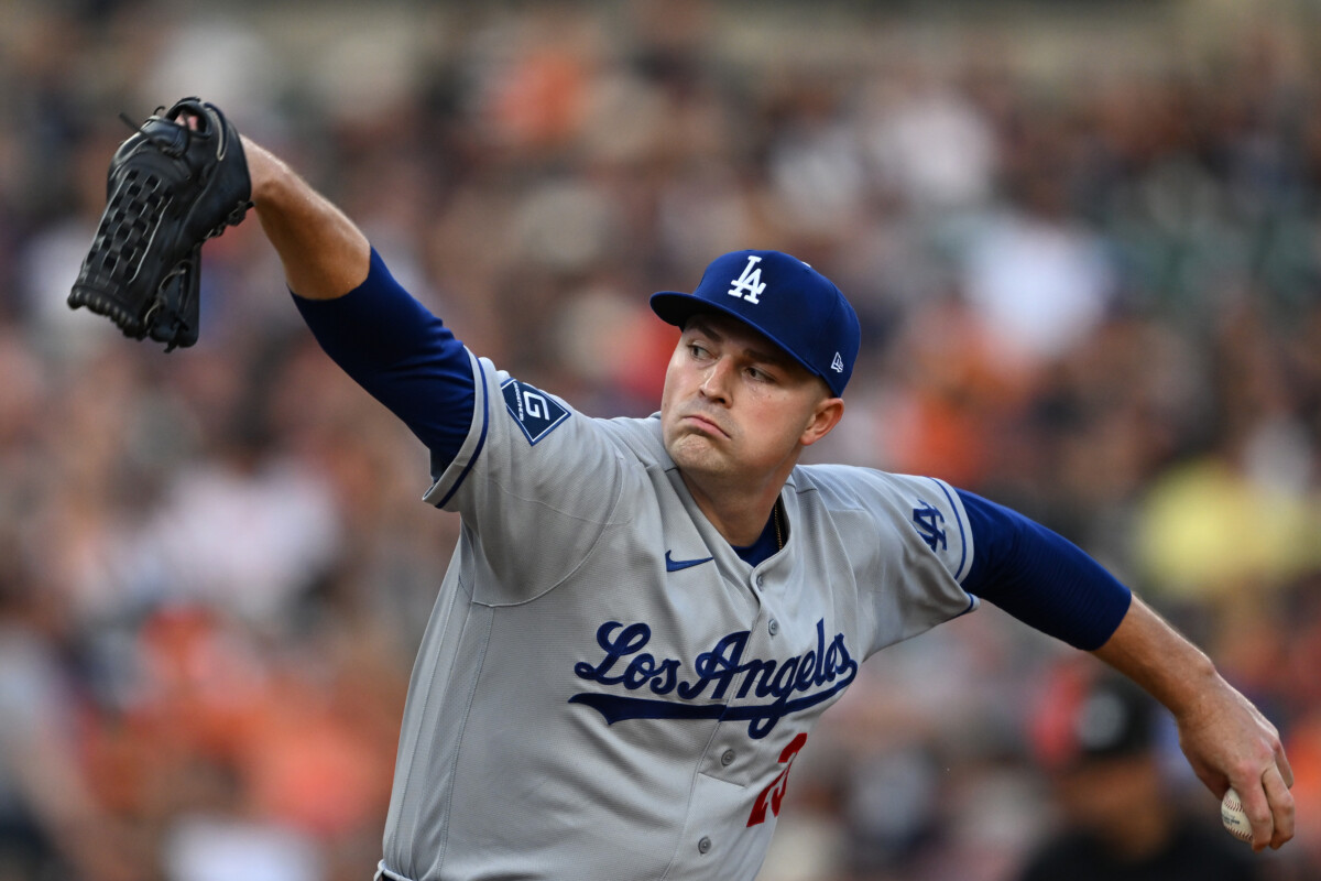Aug 28, 2026; Detroit, Michigan, USA; Los Angeles Dodgers starting pitcher Tarik Skubal (29) throws a pitch against the Detroit Tigers in the third inning at Comerica Park. Mandatory Credit: Lon Horwedel-Imagn Images