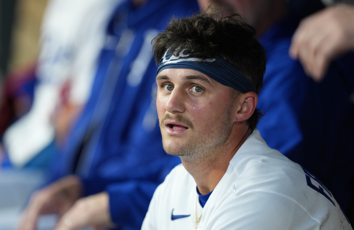 Jun 19, 2026; Los Angeles, California, USA; Los Angeles Dodgers second baseman Alex Freeland (76) reacts after scoring during the first inning against the Baltimore Orioles at Dodger Stadium. Mandatory Credit: Kirby Lee-Imagn Images