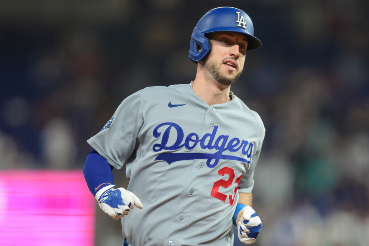 Sep 11, 2026; Miami, Florida, USA; Los Angeles Dodgers right fielder Kyle Tucker (23) rounds the bases after hitting a grand slam against the Miami Marlins during the seventh inning at loanDepot Park. Mandatory Credit: Sam Navarro-Imagn Images