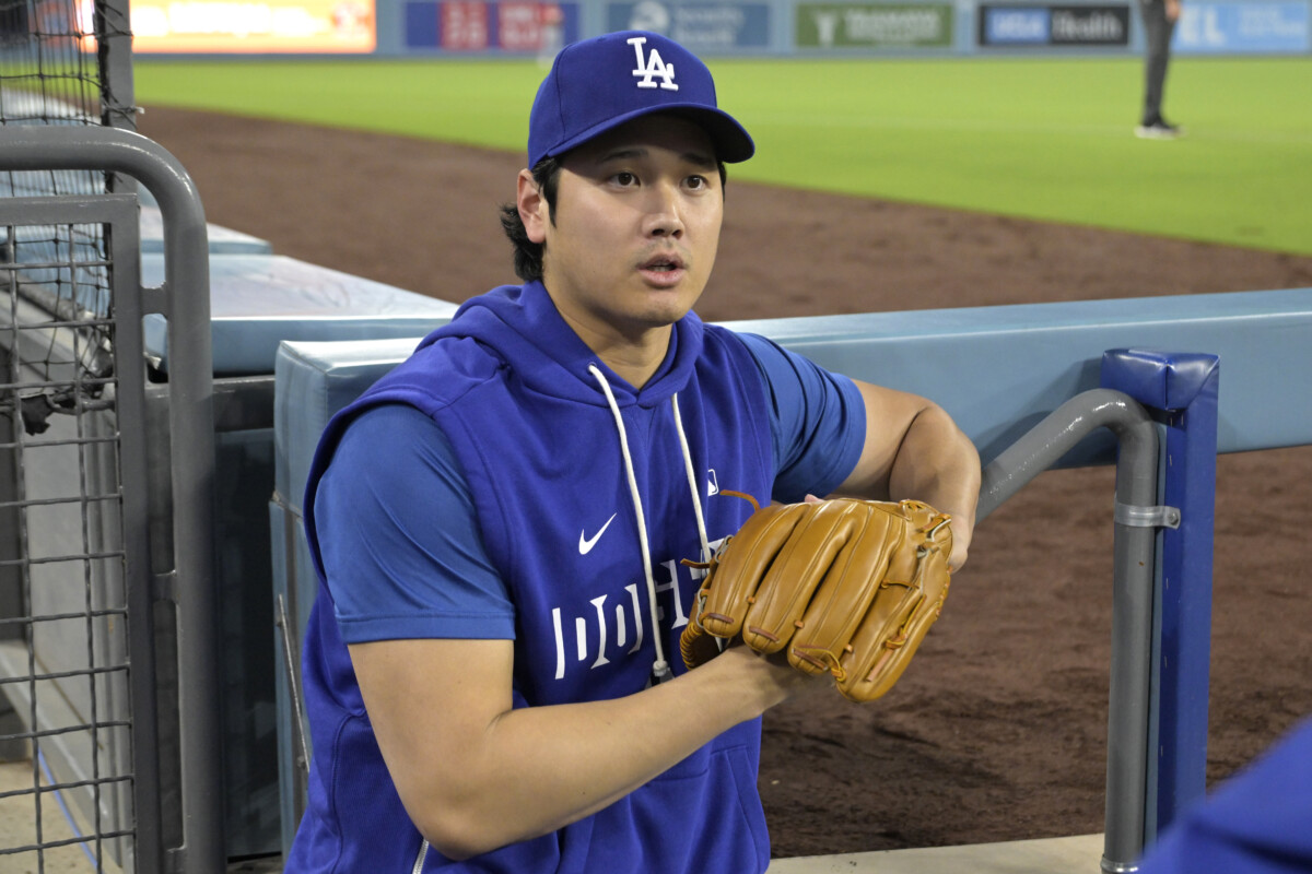 Sep 8, 2026; Los Angeles, California, USA; Los Angeles Dodgers pitcher Shohei Ohtani (17) in the dugout in the first inning against the Cincinnati Reds at Dodger Stadium. Mandatory Credit: Jayne Kamin-Oncea-Imagn Images