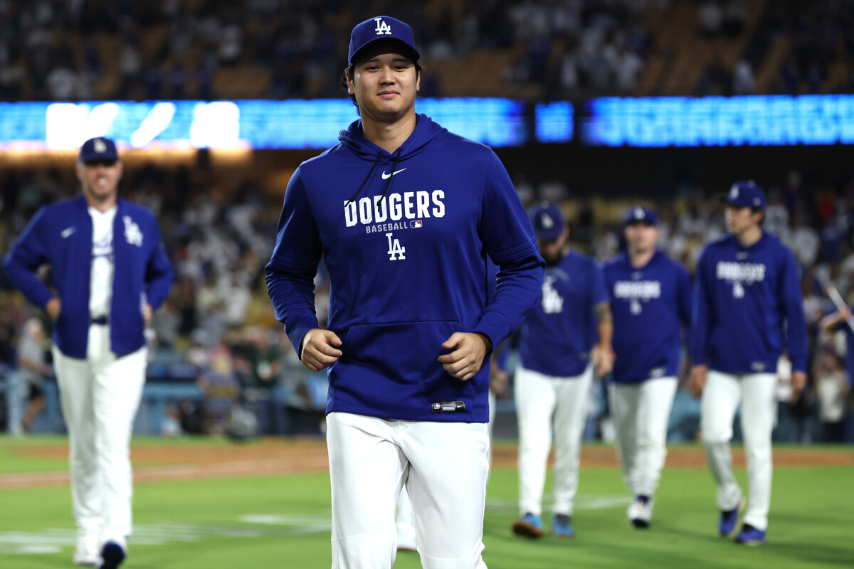 Sep 4, 2026; Los Angeles, California, USA; Los Angeles Dodgers pitcher Shohei Ohtani (17) leaves the field after the win against the Washington Nationals at Dodger Stadium. Mandatory Credit: Kiyoshi Mio-Imagn Images
