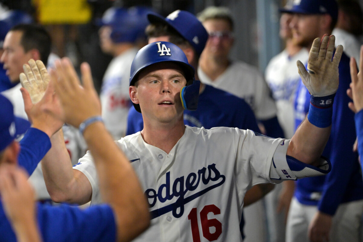 Sep 8, 2026; Los Angeles, California, USA; Los Angeles Dodgers catcher Will Smith (16) celebrates after hitting a home run against the Cincinnati Reds in the first inning at Dodger Stadium. Mandatory Credit: Jayne Kamin-Oncea-Imagn Images